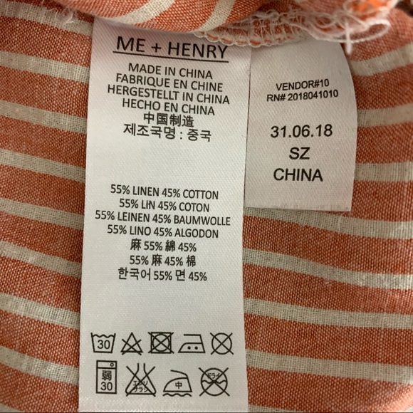Me + Henry Orange and Gray Woven Onesie - Picture 5 of 5